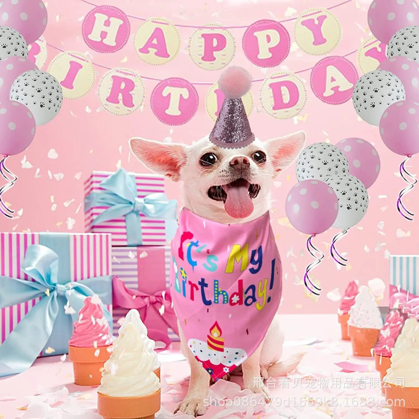 1 Set Dog Bib Headgear Neckerchief Headgear Excellent All-matched Pet Hat Scarf Pet Dog Birthday Set Pets Accessories