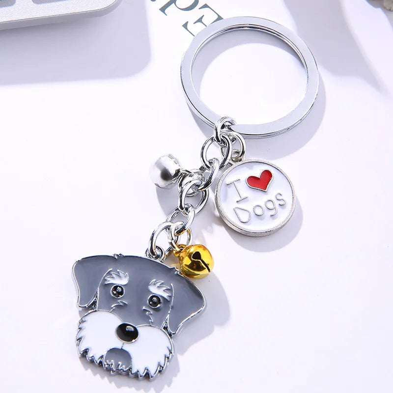 New Popular Cute Metal Dog Key Chain Car For Women Pendant Pet Dog Bell Keychains Jewelry Car Key Ring Party Gift K5222