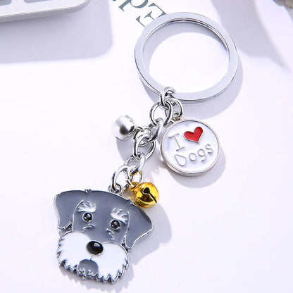 New Popular Cute Metal Dog Key Chain Car For Women Pendant Pet Dog Bell Keychains Jewelry Car Key Ring Party Gift K5222