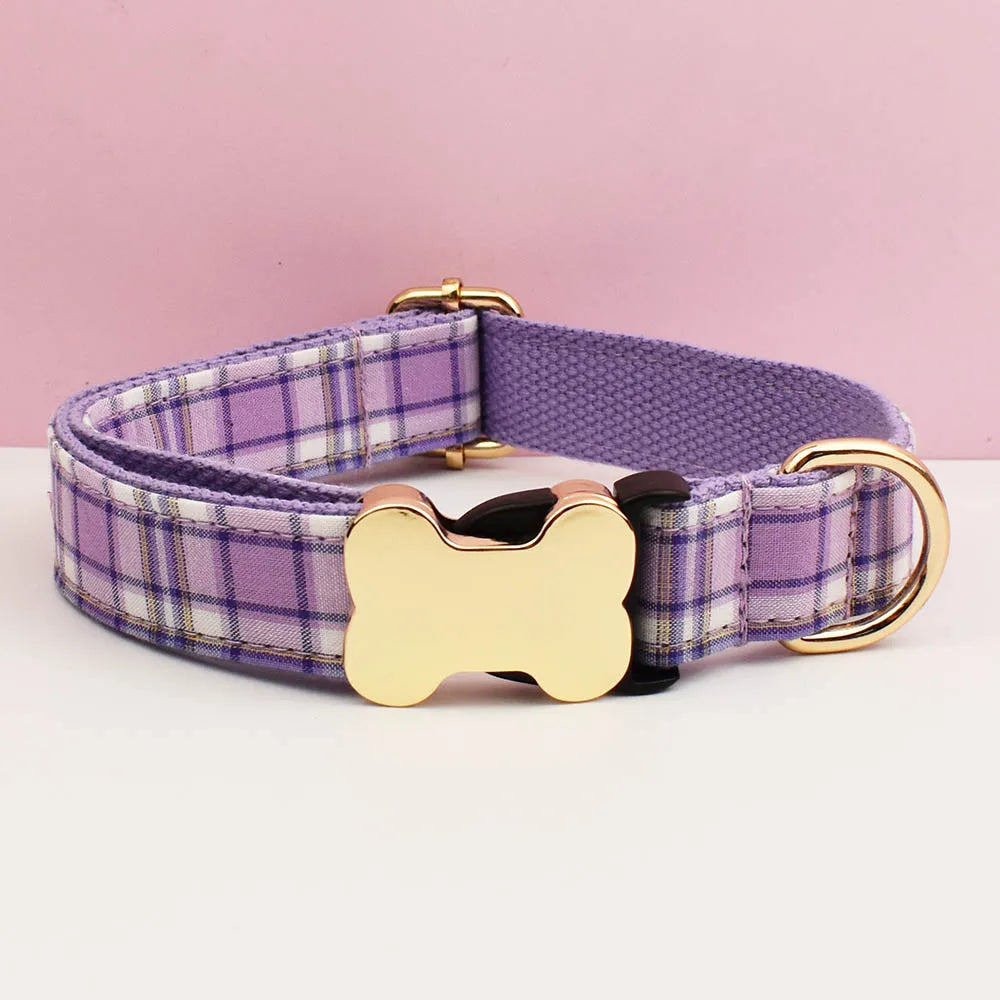 the CUSTOMCREST PLAID COLLAR - Custom Design Logo Plaid Dog Collar, High Quality Cotton Pet Accessories, Personalized, Lead Your Dog - Stand Out in Style