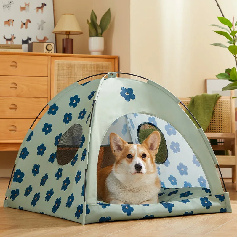 the PRETTY PET TENT - Foldable Outdoor Portable Easy Doghouse, Folding Pet Bed Cage, Pet Tent House