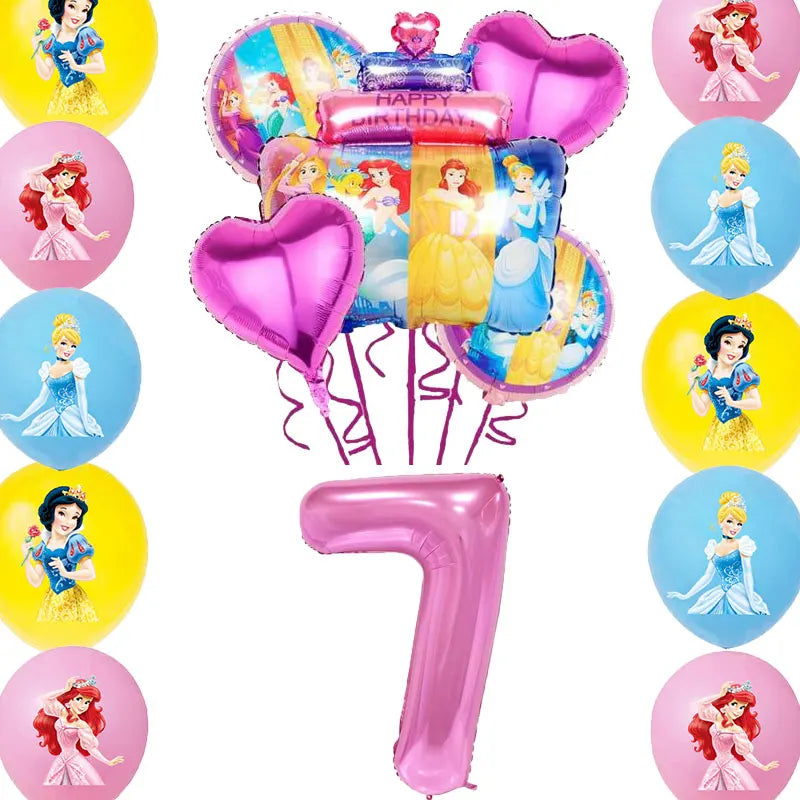 Disney Princess Birthday Decoration Tableware Paper Cups Plates Balloons Tablecloth Backdrop Banner Party Supplies For Baby Kids