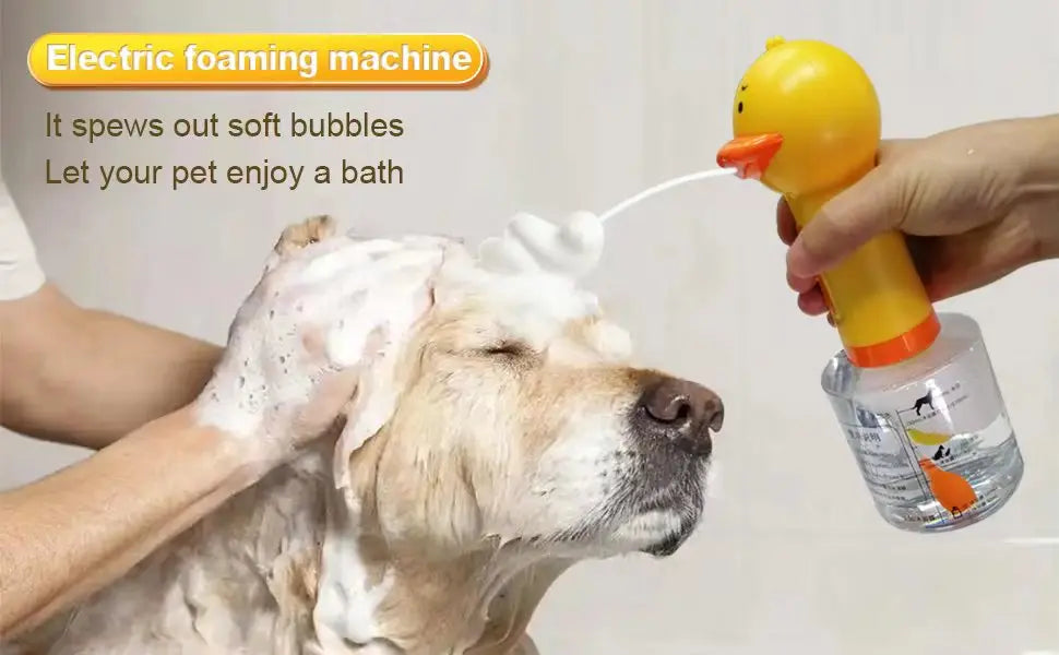 Yellow Duck Electric Foam Machine ,Handhold Automatic Soap Dispenser Foam Machine Launcher For Cat & Dog Bathing Pet Accessories