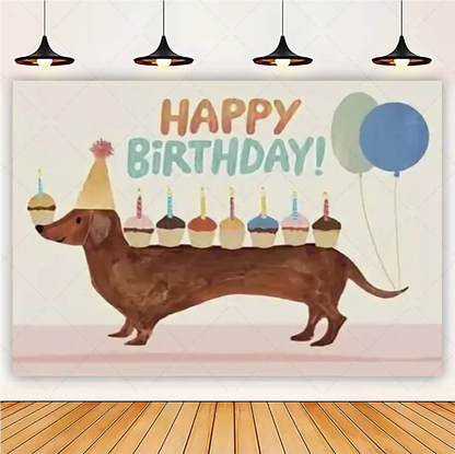 Cute Dachshund Theme Birthday Party Decorations Lovely Puppy Backdrop Cake Insert Banner Balloon Baby Shower Supplies Child Gift