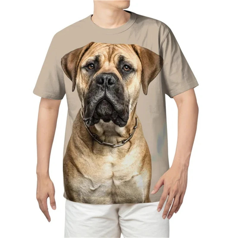 the BULL-TERRIER - Summer Bull-Terrier Dog Graphic 3D Print T-Shirts, Men/Women Dog Animal T-Shirt, Short Sleeve Oversized Kids Tee Top