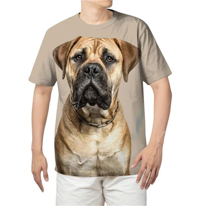 the BULL-TERRIER - Summer Bull-Terrier Dog Graphic 3D Print T-Shirts, Men/Women Dog Animal T-Shirt, Short Sleeve Oversized Kids Tee Top