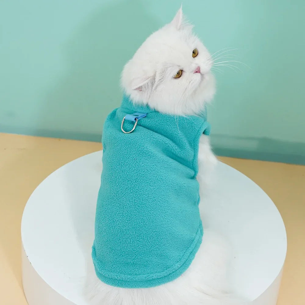 Pet Fleece Vest with Soft and Warm Fleece Sleeveless Design Unconstrained Forelimbs Autumn and Winter Warm Pet Clothing