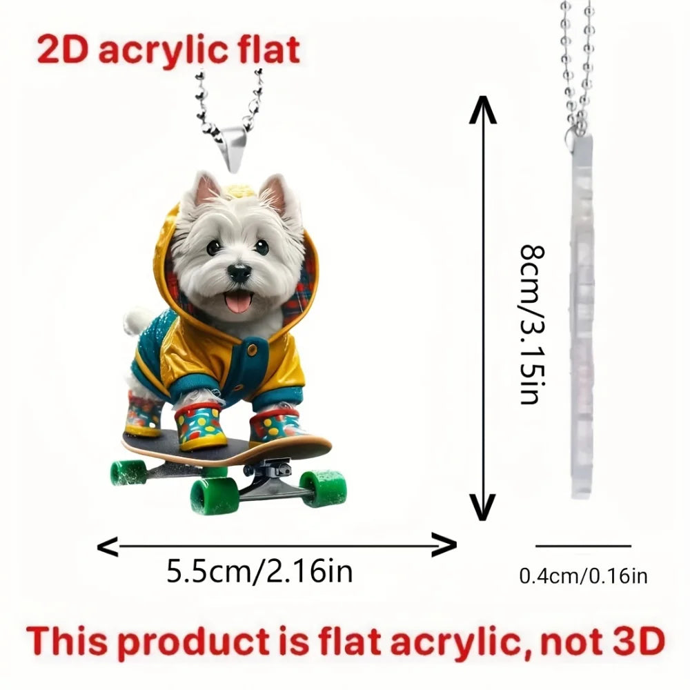 Cartoon Terrier Skateboarding Dog Keychain Cute Puppy Pendant Versatile Charm for Car,Backpacks,Home,Festive Party,Gift & Decor