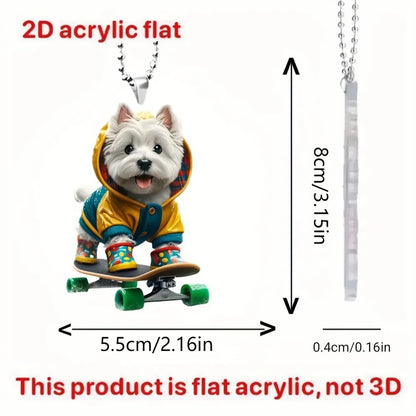 Cartoon Terrier Skateboarding Dog Keychain Cute Puppy Pendant Versatile Charm for Car,Backpacks,Home,Festive Party,Gift & Decor