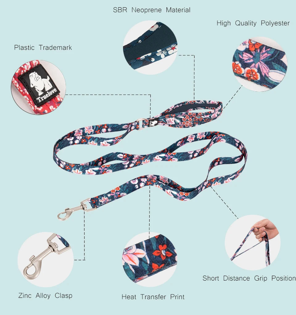 the PETALPACE NEOPRENE LEAD - Truelove Floral Pet Leash, Neoprene Padded Handle, Soft Comfortable, Easy Control, Safe for Small/Medium/Large Walking, Training