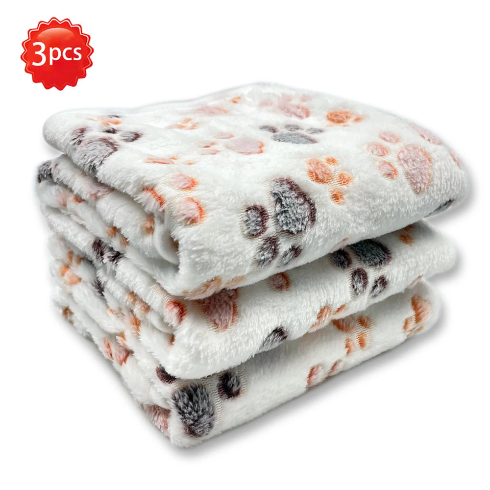 3PCS Soft Flannel Fleece Cat Dog Blanket Bed Mats Paw Foot Print Warm Pet Blanket Sleeping Beds Cover Mat For Pets Supplies
