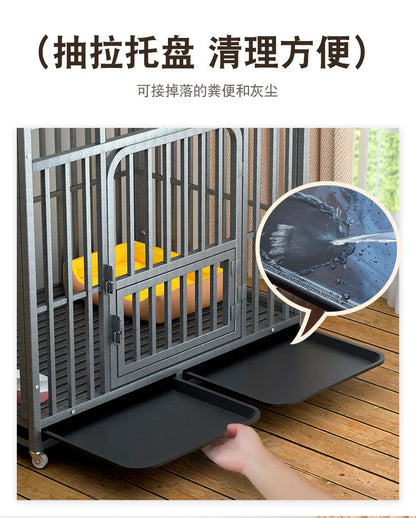 Heavy Duty Dog Cage Large Medium Pet Cage with Toilet Full Square Tube Indoor Dog House