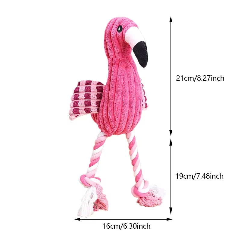 the PINK FLAMINGO - 1PC Cute Flamingo Plush Dog Toys, Funny Interactive Squeaky Chew Ropes, Toys for Small/Large Pets, Teeth Cleaning Supplies