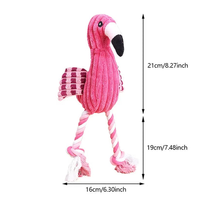 the PINK FLAMINGO - 1PC Cute Flamingo Plush Dog Toys, Funny Interactive Squeaky Chew Ropes, Toys for Small/Large Pets, Teeth Cleaning Supplies