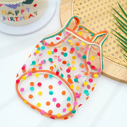 Pet Strap Sunscreen Vest Mesh Strawberries Dog Vests Dog Cat Clothing Supplies Thin Teddy Bear Colorful Dot Top Puppy Clothes