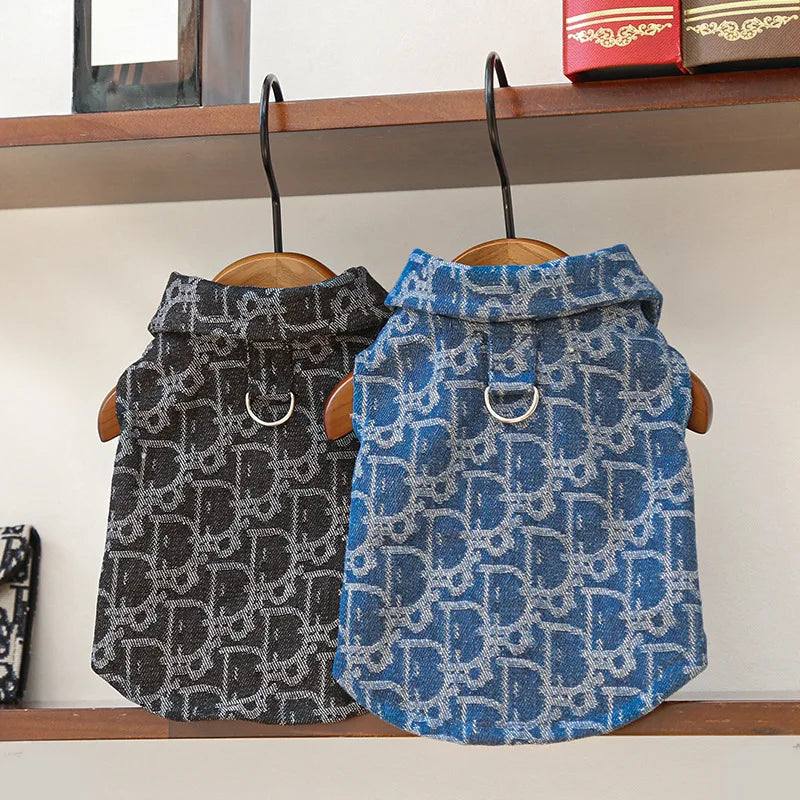 Pet Clothing Dog Autumn and Winter Denim JeanThickened Windproof Coat Puppy Costume For Small Medium Dogs Pet Jacket Wholesale