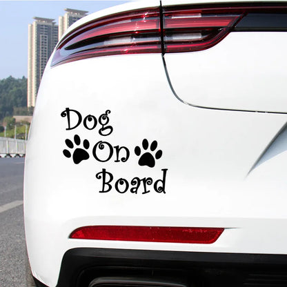 Dog On Board Dog Footprints PVC Decorative Stickers Vinyl Film Cute Funny Decal For Car Body Bumper Rear Window Auto Accessories