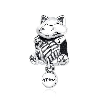 Original 925 Sterling Silver Charms Love Pets Dog Cat Paw Print Pendant Beads Fit Brand Bracelets Necklaces Women DIY Jewelry