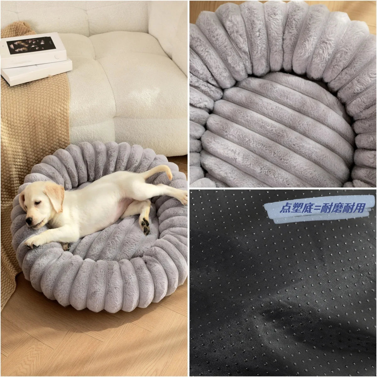 Home Plush Pet Nest Winter Cat Dog Bed Warm Detachable and Washable Round Cat Nest Pet Bed Seasonal Universal Decoration