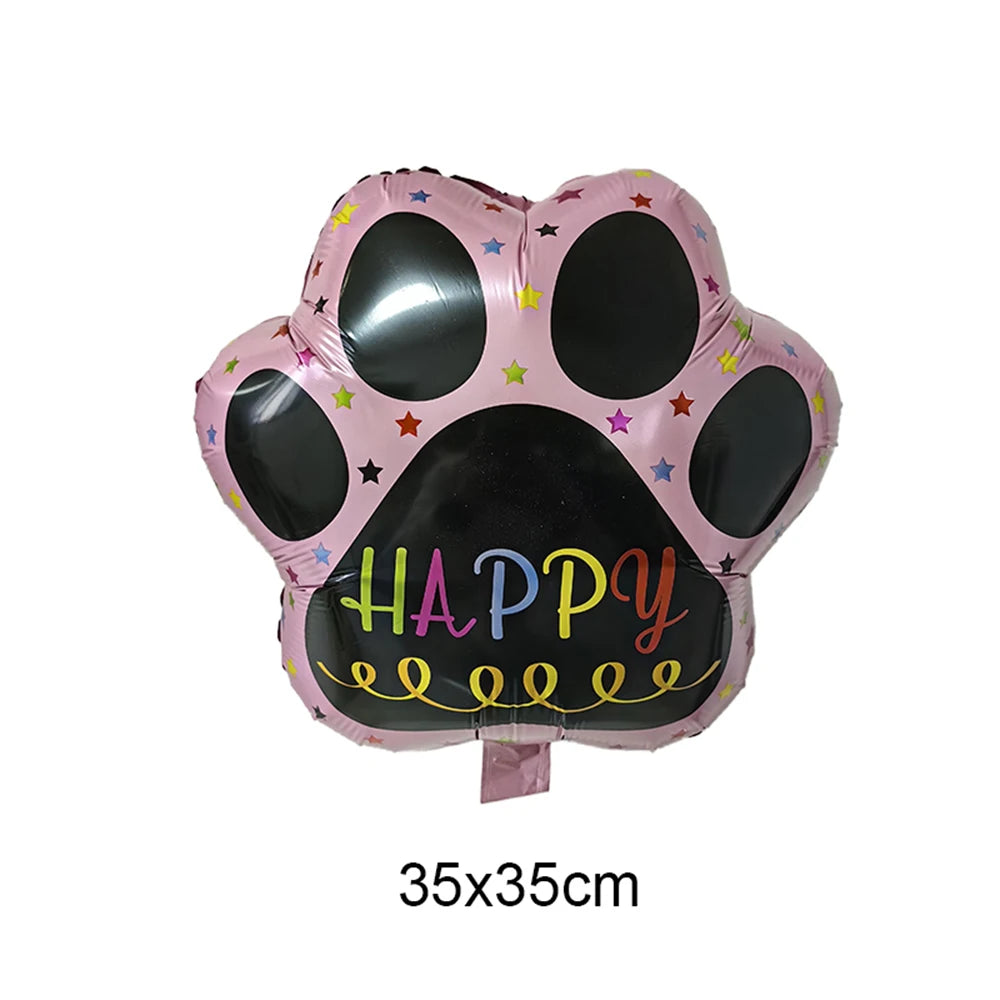 Dog Theme Party Decor Dog Paws Animals Pet Foil Balloons Number Standing Ballons  Baby Shower Kids Happy Birthday Banner Decor