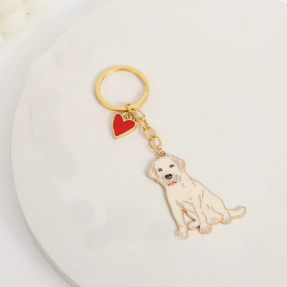 1PCS NEW Metal Golden Retriever Dog Animal Gold Silver Plated Metal Pendant Keychain For Bag Car Women Men Key Ring Love Jewelry