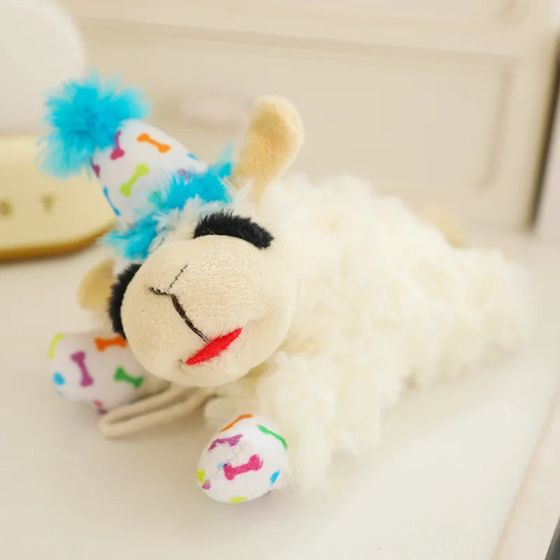Plush Dog Toys With Squeaky Lamb Anime Lying Sheep Alpaca Plush Stuffed Interactive Toys For Dog Pet Toy Supplies