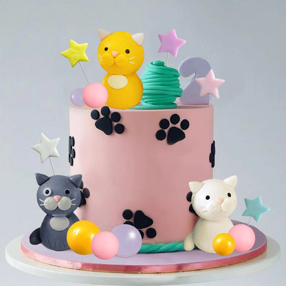 Dog Cake Topper Clay Figurines Puppy Star for Dog Theme Birthday Party Paw Cute Dog Pet Party Baby Shower Supplies