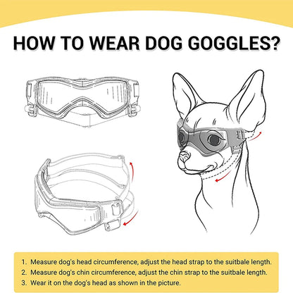 Dog Sunglasses Soft Adjustable UV Protection Pet Goggles Easy Wear Puppy Glasses For Small Medium Breed Outdoor Riding Driving