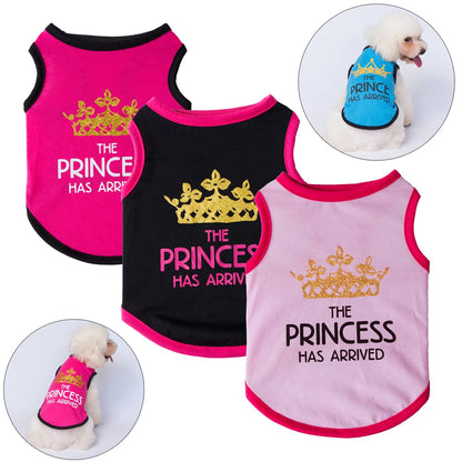 the TINYROYAL PET SHIRT - Princess Crown Dog Vest T-Shirt, Summer Cotton Pet Clothes for Small Dogs, Chihuahua/Poodle Shirts, Puppy Clothing, Prince