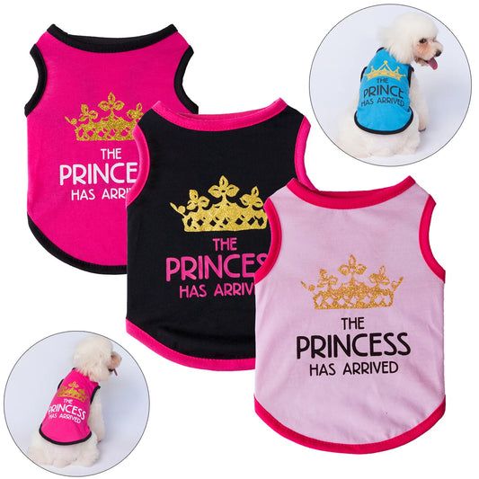 the TINYROYAL PET SHIRT - Princess Crown Dog Vest T-Shirt, Summer Cotton Pet Clothes for Small Dogs, Chihuahua/Poodle Shirts, Puppy Clothing, Prince
