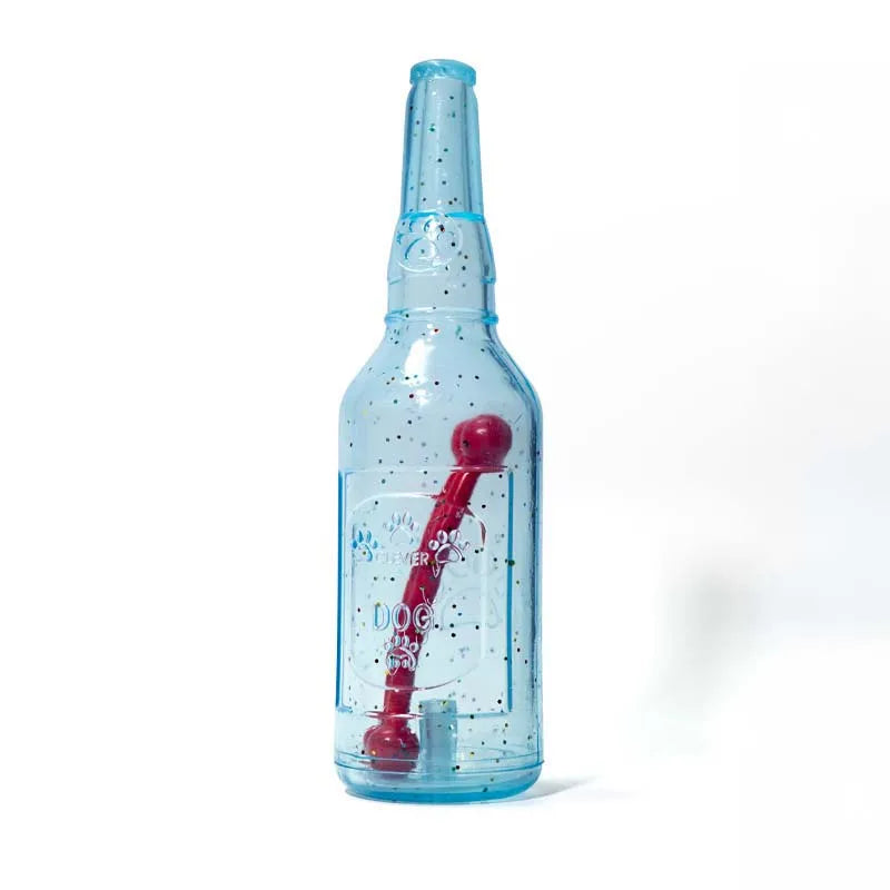 Pet Chew Toy Summer Floating Rubber Bottle For Puppy Interactive Teeth Cleaning Dog Squeaky Toy With Bone Dogs Toys