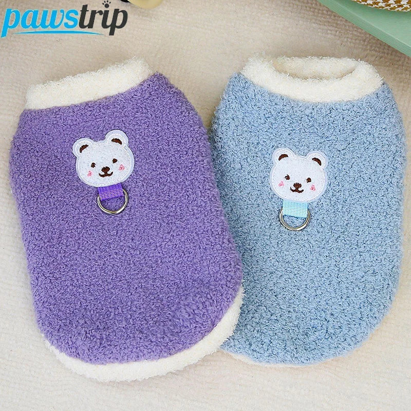 Winter Warm Dog Clothes with D-ring Plush Dog Coat for Small Medium Dogs Soft Puppy Clothes Chihuahua Yorkie Clothing Pet Supply