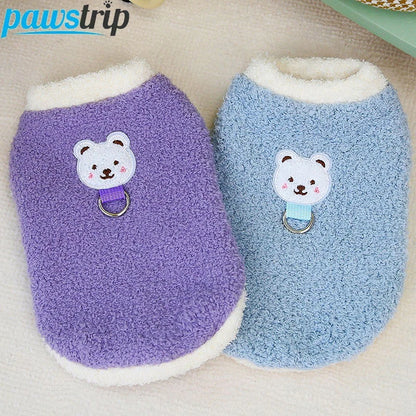 Winter Warm Dog Clothes with D-ring Plush Dog Coat for Small Medium Dogs Soft Puppy Clothes Chihuahua Yorkie Clothing Pet Supply