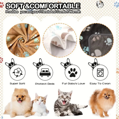 Thickened Soft Flannel Fleece Cat Dog Blanket Bed Mats Paw Foot Print Warm Pet Blanket Sleeping Beds Cover Mat For Pets Supplies