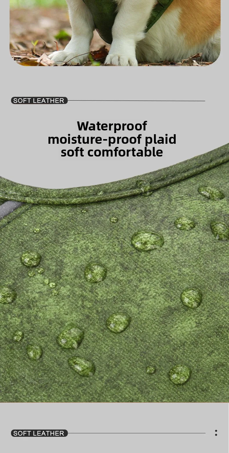 Retro leather pet chest strap, explosion-proof, reflective dog chest and back, breathable and adjustable