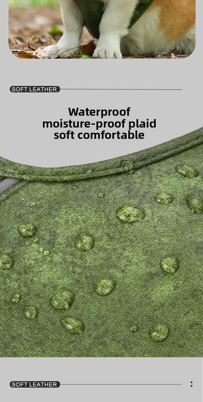 Retro leather pet chest strap, explosion-proof, reflective dog chest and back, breathable and adjustable