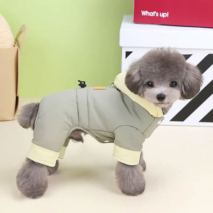 Waterproof Dog Jumpsuit with Hat Warm Fleece Linner Winter Dog Onesie 4-Legs Puppy Pet Jacket Padded Dog Clothes for Small Dogs