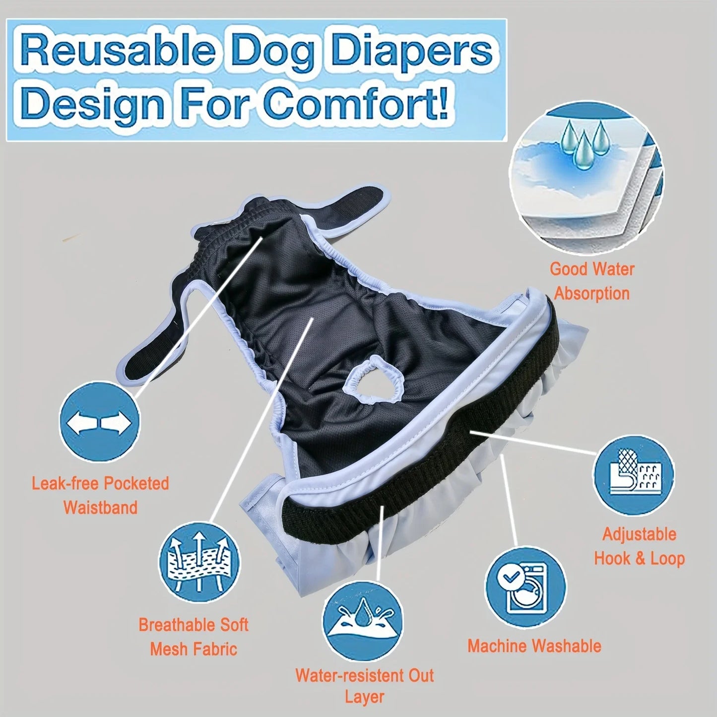 Washable Female Dog Diaper Cute Houndstooth Dress Short Underware Belly Bands Reusable Pet Panties Sanitary Pant Diapers