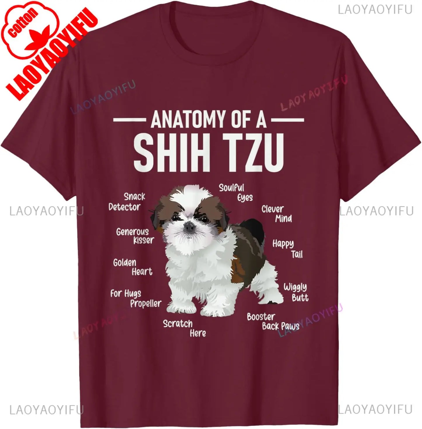 the SHIH TZU ANATOMY - Anatomy of Shih Tzu Animal Dog Breeder Canine Lover T-Shirt, Regular Short Sleeve Tops, O-Neck Casual Style Summer Cotton Tee