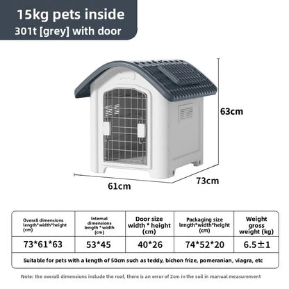 the IN THE DOGHOUSE - Large Waterproof Outdoor Doghouse - Detachable & Washable Dog Cage for Medium/Large Breeds, All-Weather Shelter