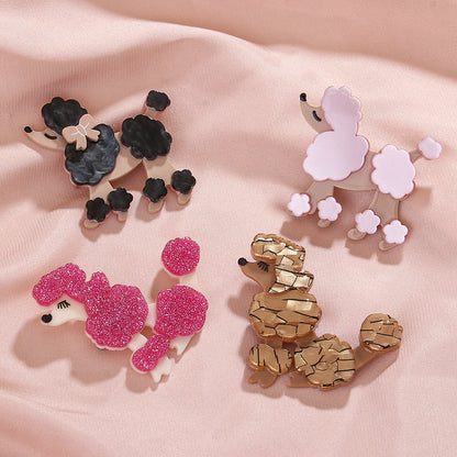 Pets Dog Pin Brooch Vintage Design Acrylic Dog Poodle Brooch for Teens Girls Women Handmade Lovely Animal Dog Brooch Jewelry