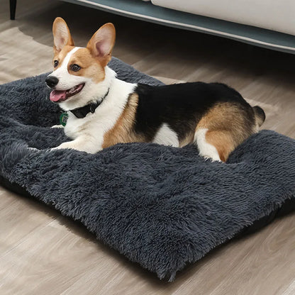 Long Plush Rectangle Bed Non-Slip Bottom Winter Sofa Bed Mat For Small Dogs Chiwawa Bed Kennel Sleeping Mattress Dog Supplies XS