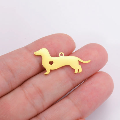 5 pieces/batch Cute Sausage Dog Wolf Pendant Stainless Steel DIY Earrings Bracelet Jewelry Fashion Jewelry Making
