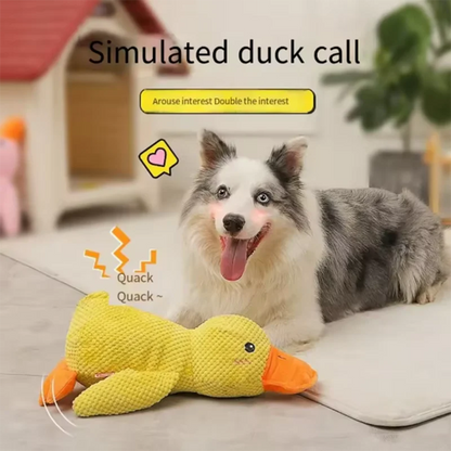Hot dog sleeping with duck toys to relieve boredom of little yellow duck pet puppy interactive plush doll hug duck