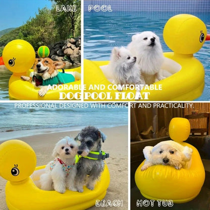 2in1 Dogs Pool Float Inflatable Foldable Pvc Dog Swimming Pool Yellow Duck Float for 22 Lb Pets Summer Pool Interactive Pet Toys