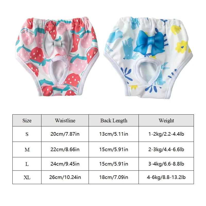 3PCs/Set Reusable Female Dog Diapers Warps Washable Dog Physiological Pants Breathable Pet Menstruation Pants for Small Dogs
