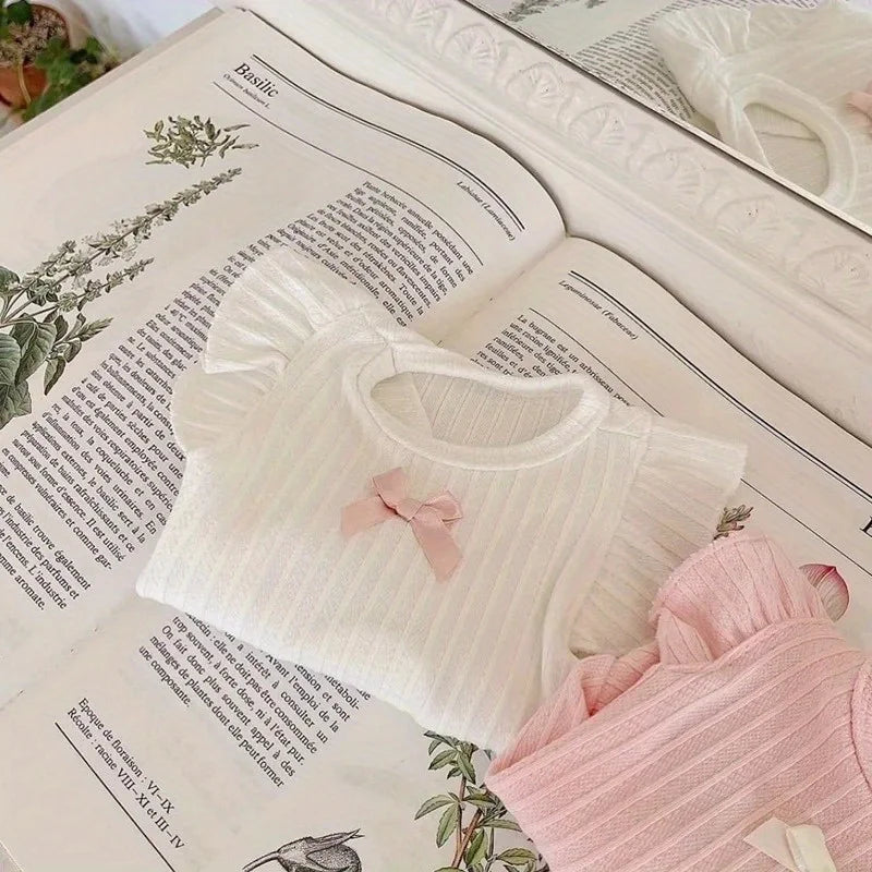 Adorable Dog Vest with Delicate Bowknot Teddy Clothes Summer Two-legged Pet Apparel Cat Clothes Breathable Dog Tank Top