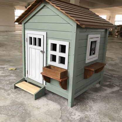 the CUTESY COTTAGE - Large Solid Wood Kennel, Outdoor Waterproof and Cold-Resistant Warm Doghouse, Pet Dog Cage, Dog Villa Four Seasons Pet Rainproof