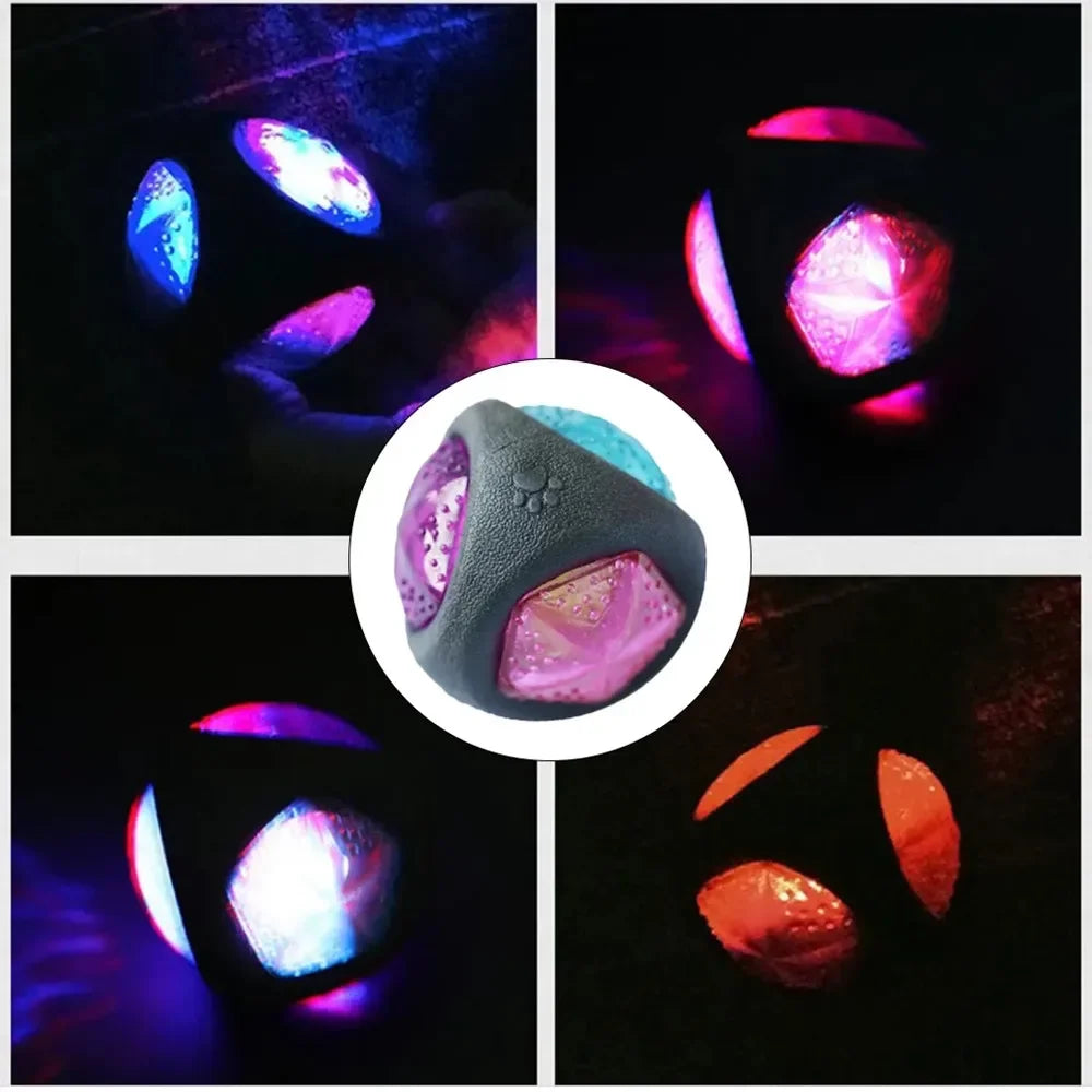 Interactive Dog Toy Squeaky Flash LED Glow Balls Dog Chew Toys for Aggressive Chewers Puppy Pet Light Up Bounce Ball Toys