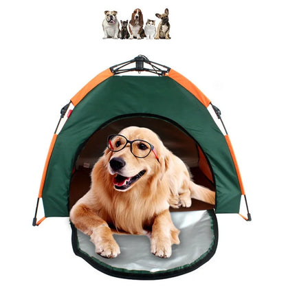 the HAPPY CAMPER - Pet Tent Portable Automatic Folding Teepee, Dog Bed House with Cushion, Easy Assemble Fit Golden Retriever - Husky Outdoor/Indoor
